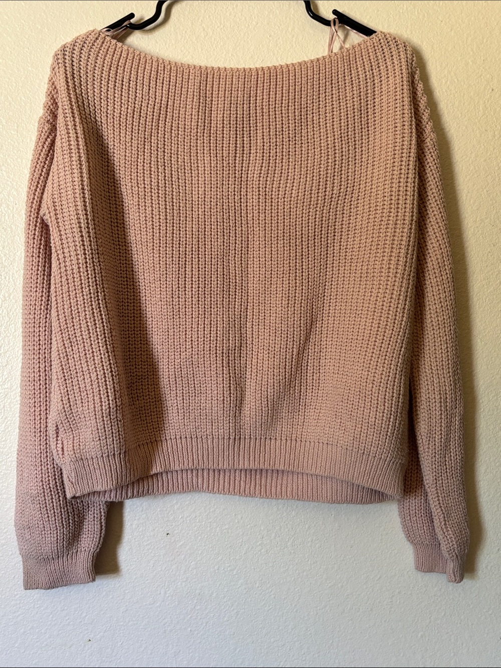 Missguided Women's Soft Pink Knit Sweater Off the Shoulder Size S